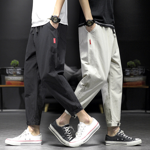 男春秋款 直筒宽松锥形九分裤 纯棉七分裤 裤 日系潮流机能工装 休闲裤