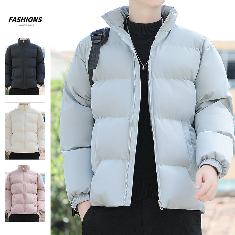 AUTUMN AND WINTER MENS JACKETS CASUAL THICKENED COTTON CLOTHES MENS TREND STAND-UP COLLAR JACKETS PADDED CLOTHES WARM WINTER PADDED JACKETS