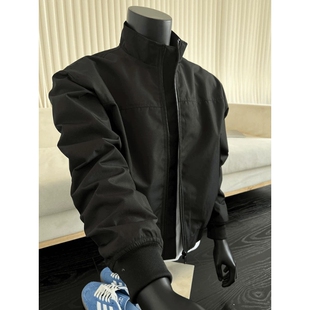 立领冲锋衣廓形工装 三防短款 外套 正肩黑色教练飞行夹克男秋季 美式