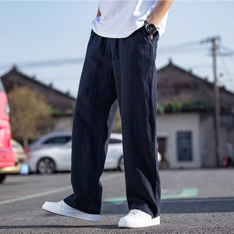 九分裤男夏季薄款亚麻裤2024新款夏天宽松棉麻裤子套装男士休闲裤