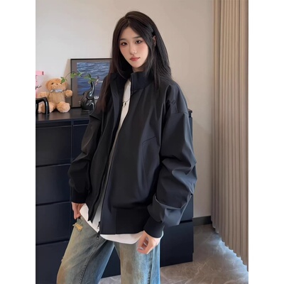 bomber黑色飞行员夹克男女款秋季短款棒球服cleanfit美式正肩外套