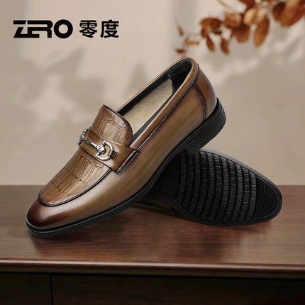 ZRO零度男鞋官方旗舰2025春季新款真皮一脚蹬办公室商务正装皮鞋