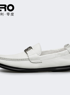 Zero零度男鞋2023夏季新款纯色豆豆鞋男驾车鞋真皮一脚蹬百搭鞋子