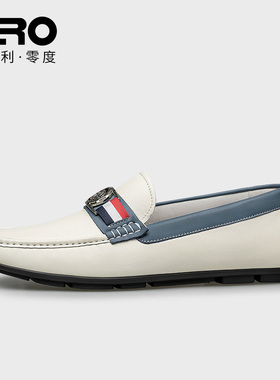 Zero零度男鞋豆豆鞋男款真皮防滑皮鞋2023夏季新款休闲潮流乐福鞋