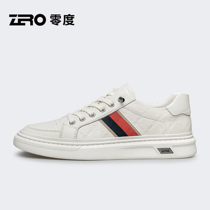 ZRO零度一脚蹬板鞋男2025春季新款舒适时尚真皮压花小白鞋免系带