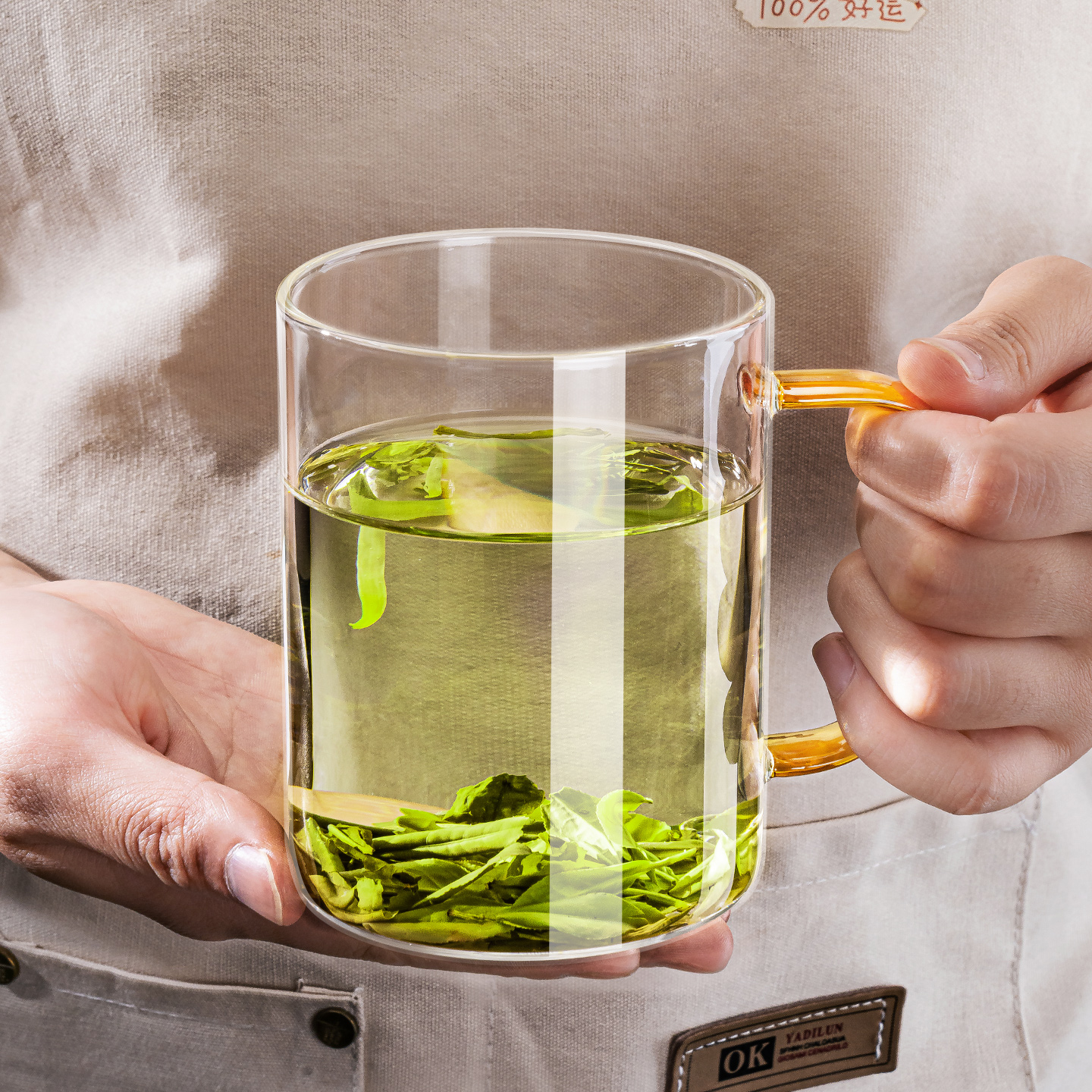 高硼硅玻璃杯带把手简约水杯大容量啤酒杯子男泡茶茶具女家用喝水