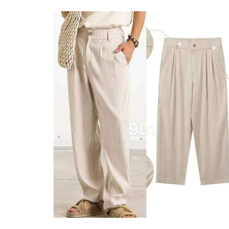 纤薄 高支 100%亚麻 又软又垂 男士中高腰雅痞阔腿休闲长裤麻裤,男装,休闲裤,淘宝优惠券,粉丝福利购,淘宝优惠卷