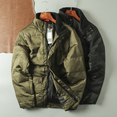 波兰订单 冬季厚款防水暗迷彩男士立领棉服宽松外套大码 军绿色