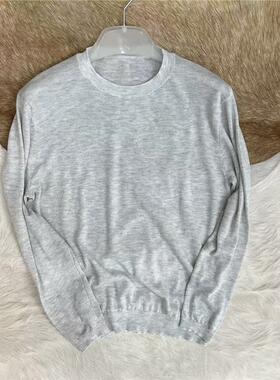 出口订单 超细 100%全羊毛 特薄 男士圆领针织长袖T恤衫2570