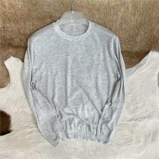 出口订单 超细 100%全羊毛 特薄 男士圆领针织长袖T恤衫2570