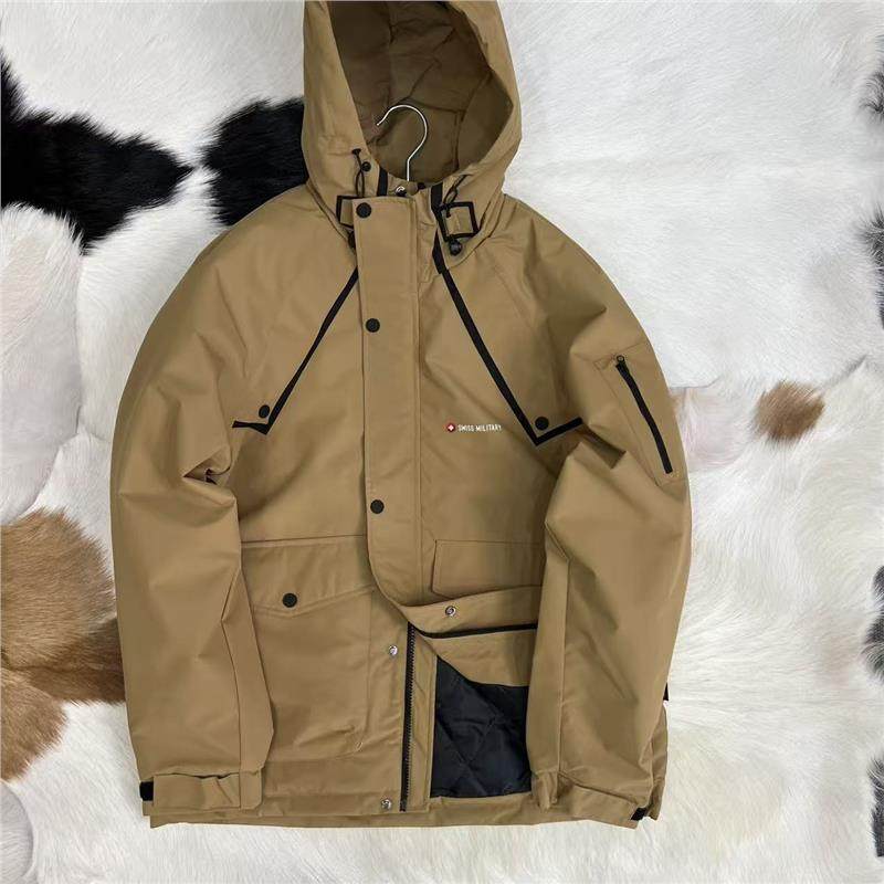 瑞士订单 户外鼻祖 男士秋冬连帽加棉斜插肩夹克外套薄款小棉服