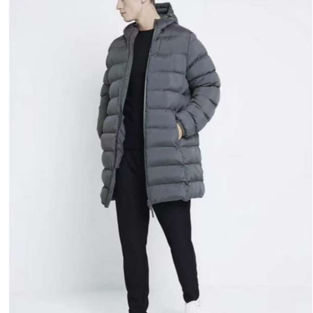 英国单秋冬中长款轻量化薄款棉服外套 运动简约连帽棉衣