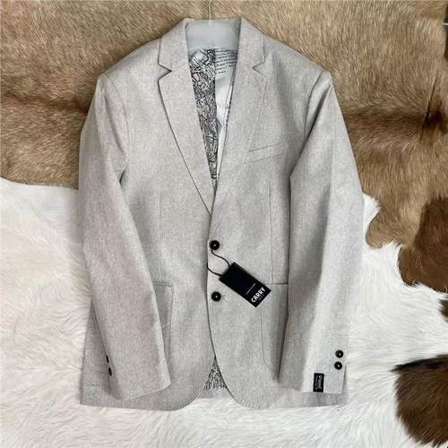 波兰订单 54%亚麻 男士经典修身棉麻修身西装外套 单西服