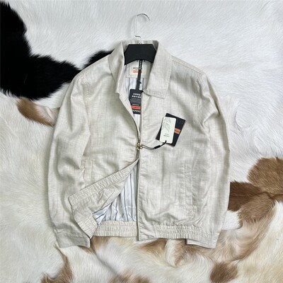 贵货面料天丝亚麻 偏细腻 男士丝滑垂感老钱拉链麻料夹克外套6905