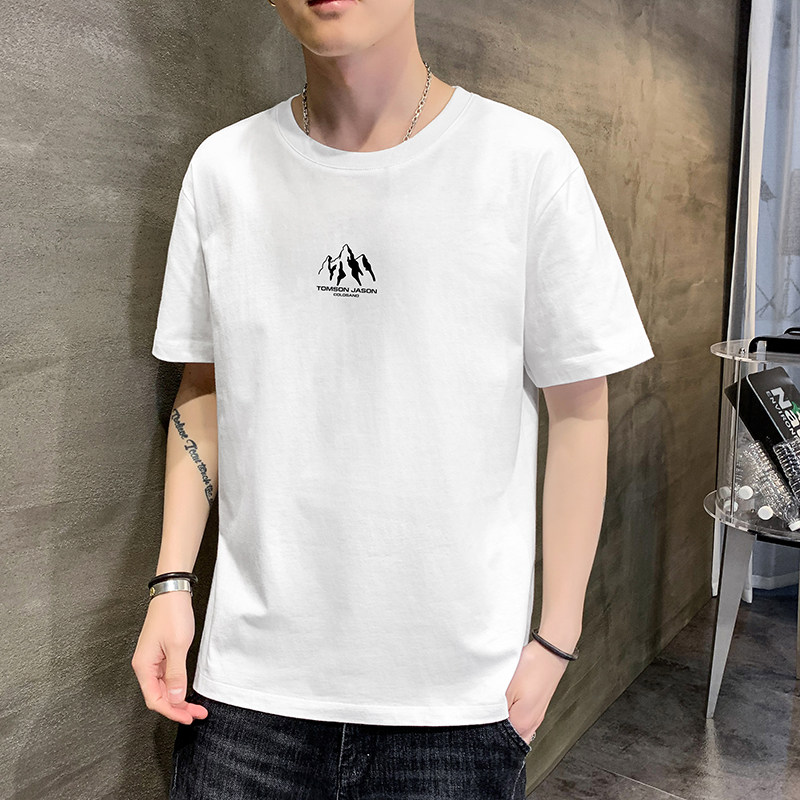 白色t恤男短袖纯棉夏季潮牌潮流宽松圆领体恤半袖男生夏装上衣服