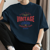 宽松全棉半袖 美式 潮流印花圆领上衣服夏季 260g重磅纯棉t恤男短袖