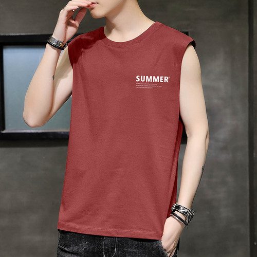 纯棉潮流ins背心健身宽松无袖t恤