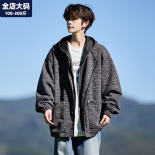男款外套秋季新款黑色运动休闲连帽卫衣男生胖子加肥加大大码男装