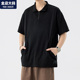 polo衫 男装 男夏季 半拉链t恤青少年宽松胖子加肥加大大码 新款 短袖