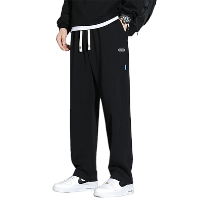 直筒裤子男新款美式潮牌黑色垂感