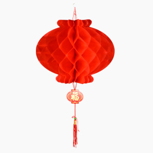 一次性塑纸灯笼10个装元旦纸灯笼连串蜂窝折叠灯笼新年猜灯谜灯笼