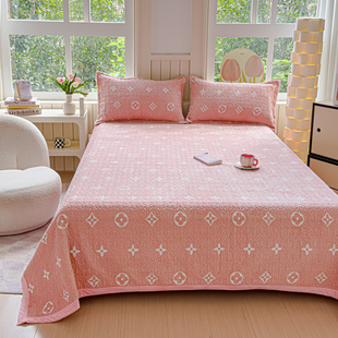 冬季加厚牛奶绒床盖保暖夹棉床单毛毯三件套榻榻米垫子纯色大炕罩