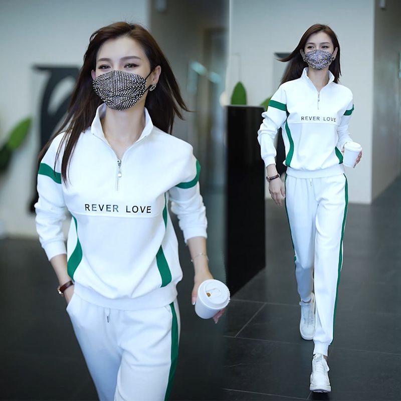 运动套装女休闲春秋季2025新款跑步中年妈妈大码拉链束脚裤两件套