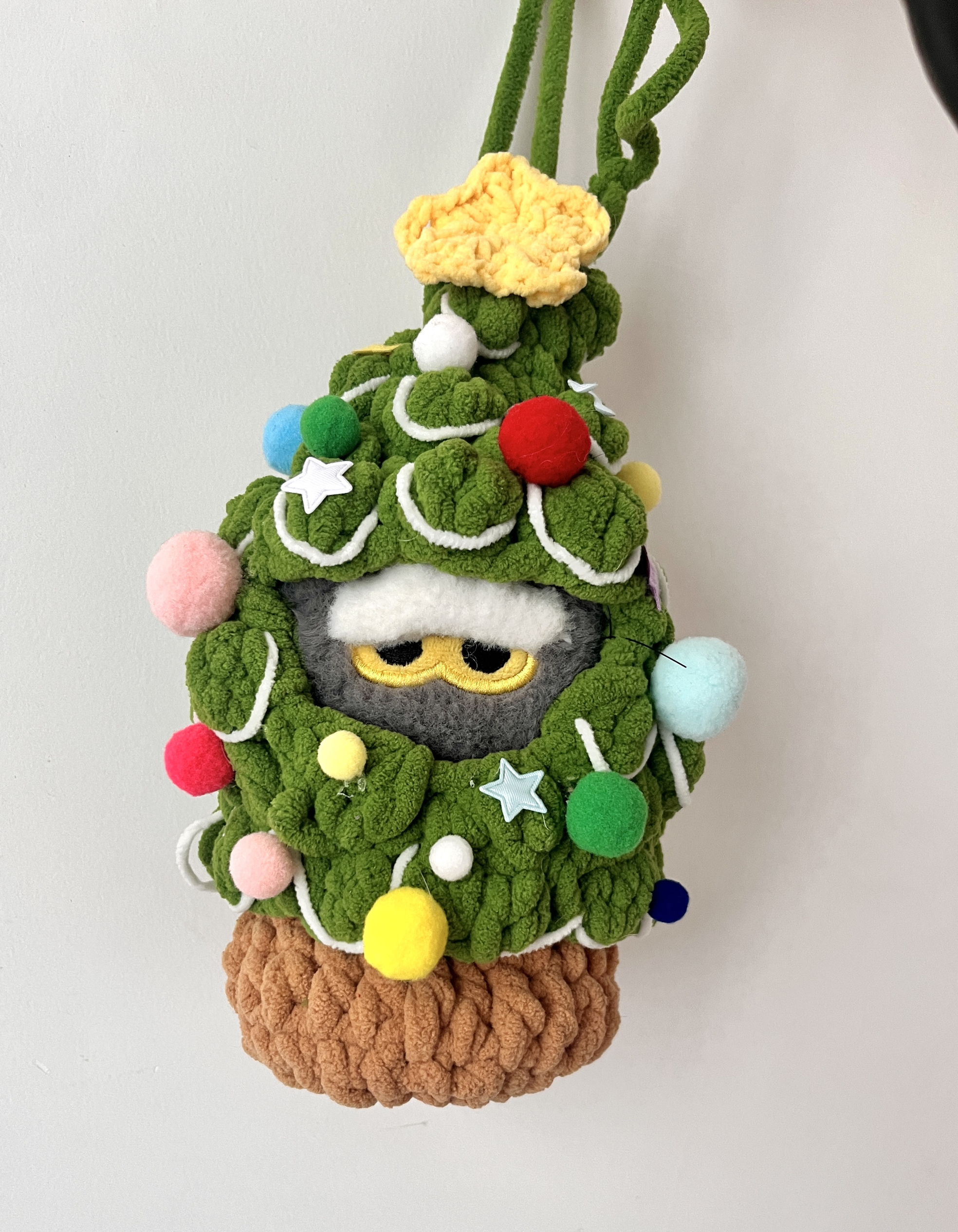 10厘米棉花娃娃圣诞树包包手工钩织包包可爱圣诞礼物娃包