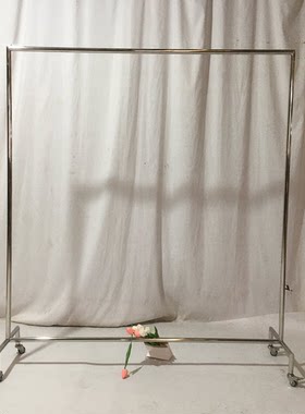 亮面镜面不锈钢落地衣架 女装店简约方框平底落地侧挂服装陈列架