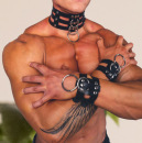 欧美束胸皮革加项圈手环束缚胸衣肩带背带男士 穿戴皮革内衣collar