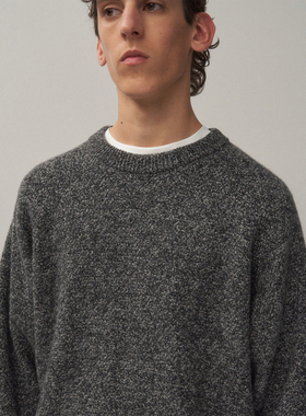 日本ATON羔羊毛插肩袖澎松柔软不扎刺圆领毛衣