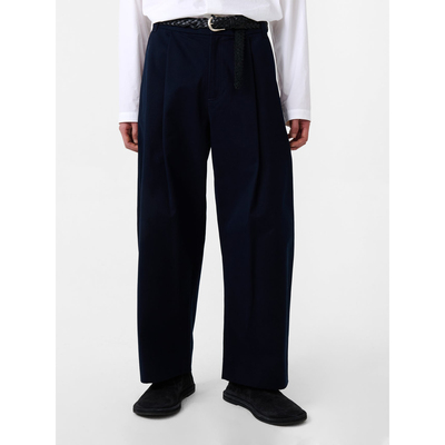 打褶Sorte宽松休闲长裤海军蓝