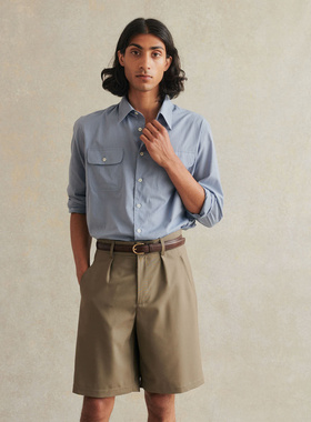 法国De Bonne Facture休闲随性植物学家牛角扣凉爽羊毛休闲短裤