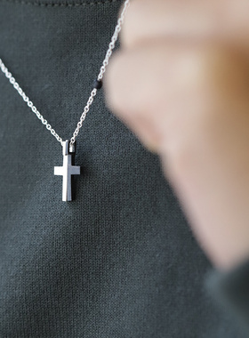 日本AMP JAPAN 925银结合复古作旧特殊消光十字项链 NMAJ-105