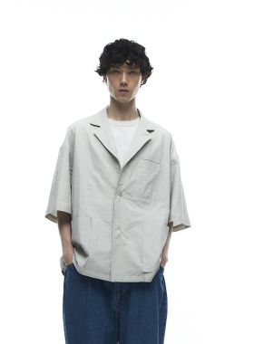 日本Kontor有机棉纸质皱感轻薄罩衫短袖衬衫