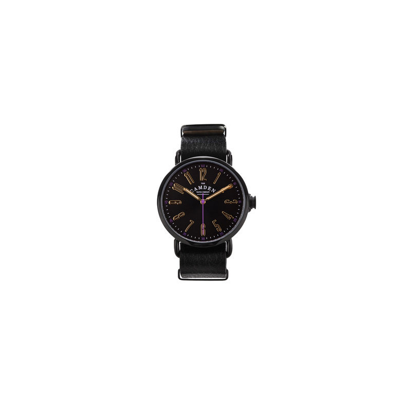 英国Camden Watch No.88 Northern Line大数字镀黑牛皮腕表-黑