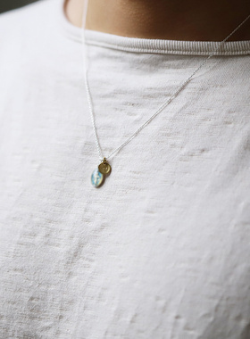 日本AMP JAPAN蓝色树酯精致男女小巧项链16AHK-132