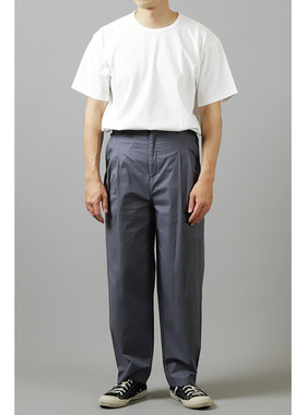 德国Frank Leder复古传统棉双打折直筒锥形透气休闲长裤炭灰色