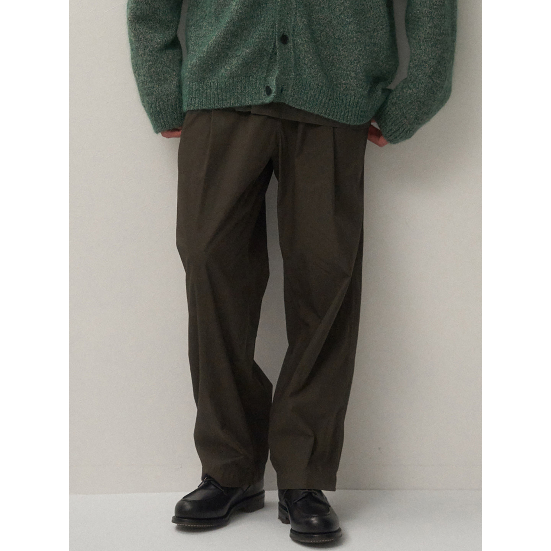 弹性腰带速干微宽松休闲长裤棕色
