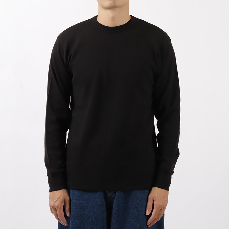 日本Batoner美利诺羊毛混纺纱蜂巢Waffle格舒适保暖修身圆领T恤
