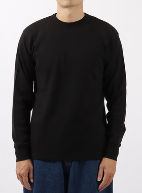 日本Batoner美利诺羊毛混纺纱蜂巢Waffle格舒适保暖修身圆领T恤