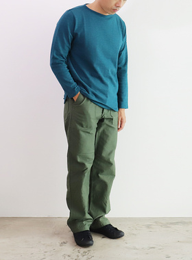 日本Tieasy HDCS老织机船型领圆领厚实日系复古休闲长袖针织衫T