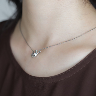 日本AMP JAPAN爱心幸福银白洁净手工925银项链日本制