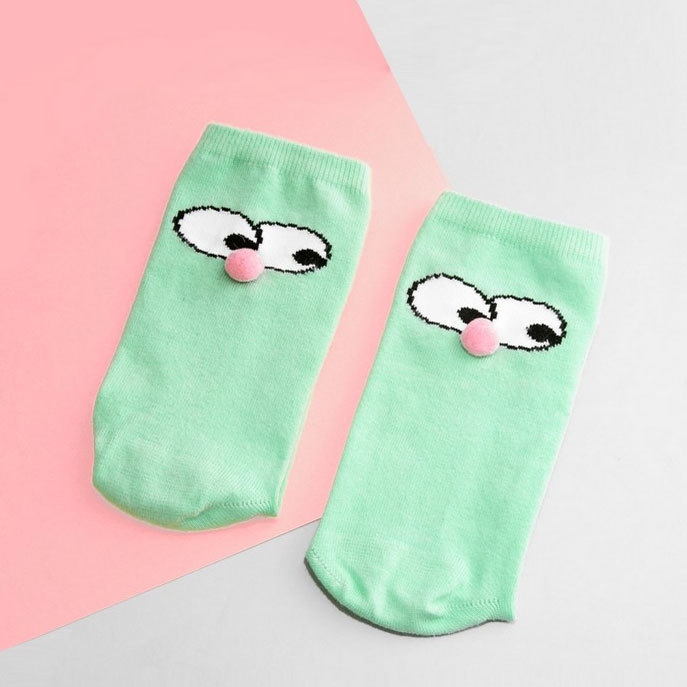 英國品牌Lazy Oaf Pom Nose Socks粉紅小丑鼻大眼睛短襪