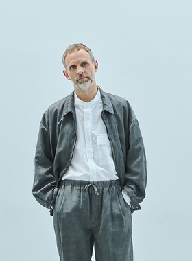 日本Still By Hand亚麻混纺水洗下摆松紧夹克BL05261(有裤成套)