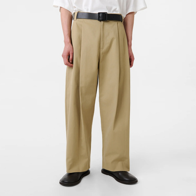 打褶立挺宽松休闲长裤Sorte