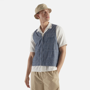 Universal Works平织调节凉爽美国海军工装安全背心马甲蓝染