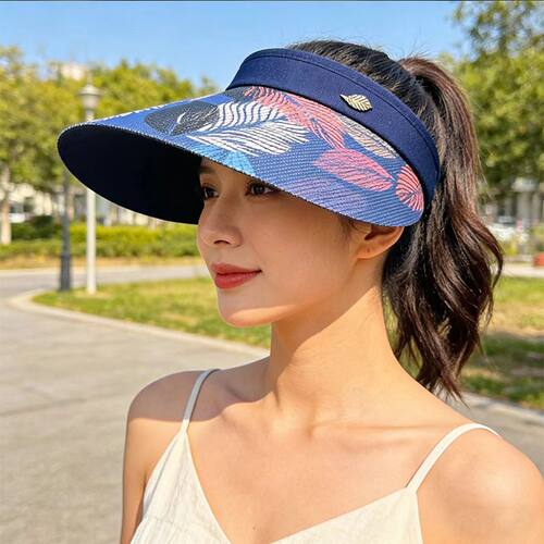 2026新款韩国休闲出游防晒遮阳帽女花朵金属小树叶空顶帽潮