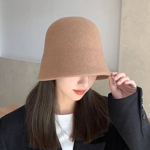 2025新款秋冬季毛呢渔夫帽子女高级感遮脸水桶帽保暖护耳盆帽