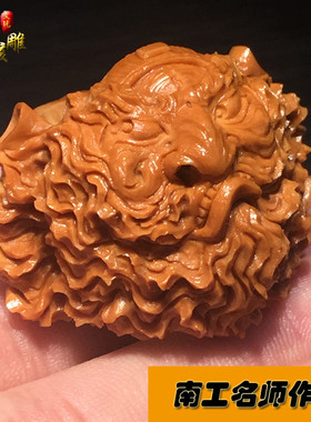 手工雕刻单籽钟馗男女橄榄核戒指